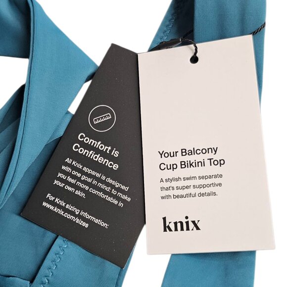Knix Balcony Cup Bikini Top, Tidepool, Tie Back, Size XL 38A-DD - Picture 3 of 8